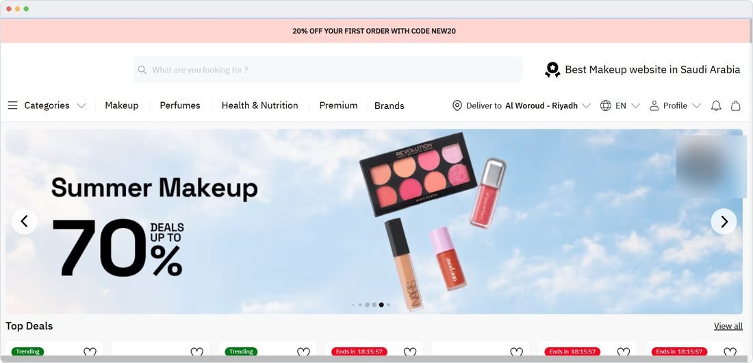 Beauty and cosmetics marketplace website