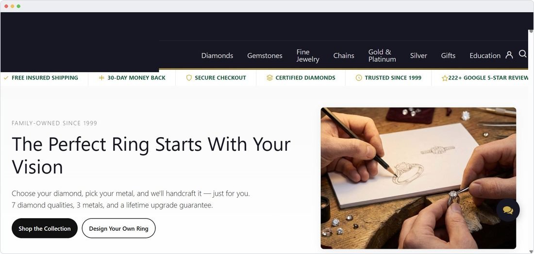 Fine jewelry e-commerce website