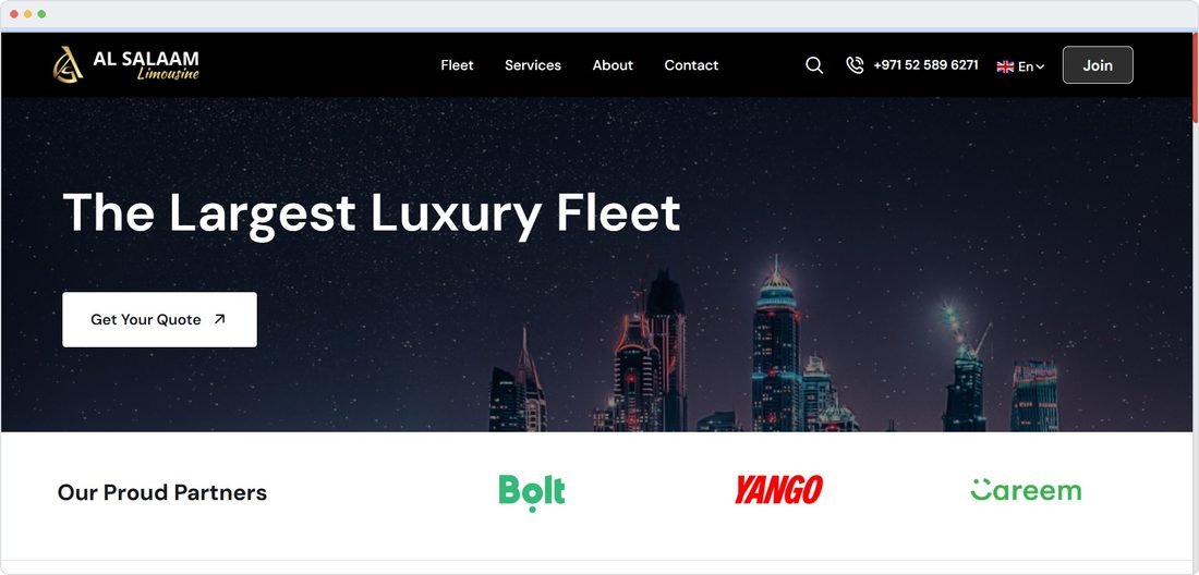 Luxury limousine fleet booking website
